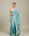 Light Blue Floral Zari Work Saree